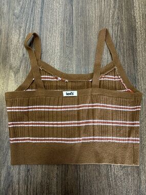 Levi's Brown Striped Ribbed Camisole with Pink & White Accents
